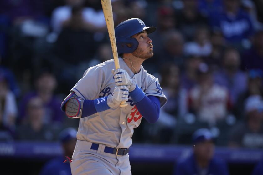 Los Angeles Dodgers center fielder Cody Bellinger (35) in the seventh inning.