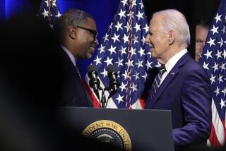 Derrick Johnson, president and CEO of the NAACP, left, greets President Joe Biden at the National Museum of African American History and Culture in Washington, Friday, May 17, 2024. (AP Photo/Susan Walsh)