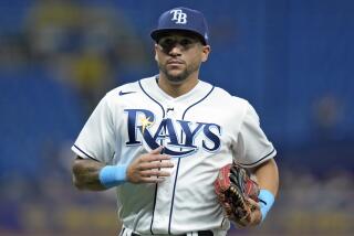 Tampa Bay Rays left fielder David Peralta against the Boston Red Sox.
