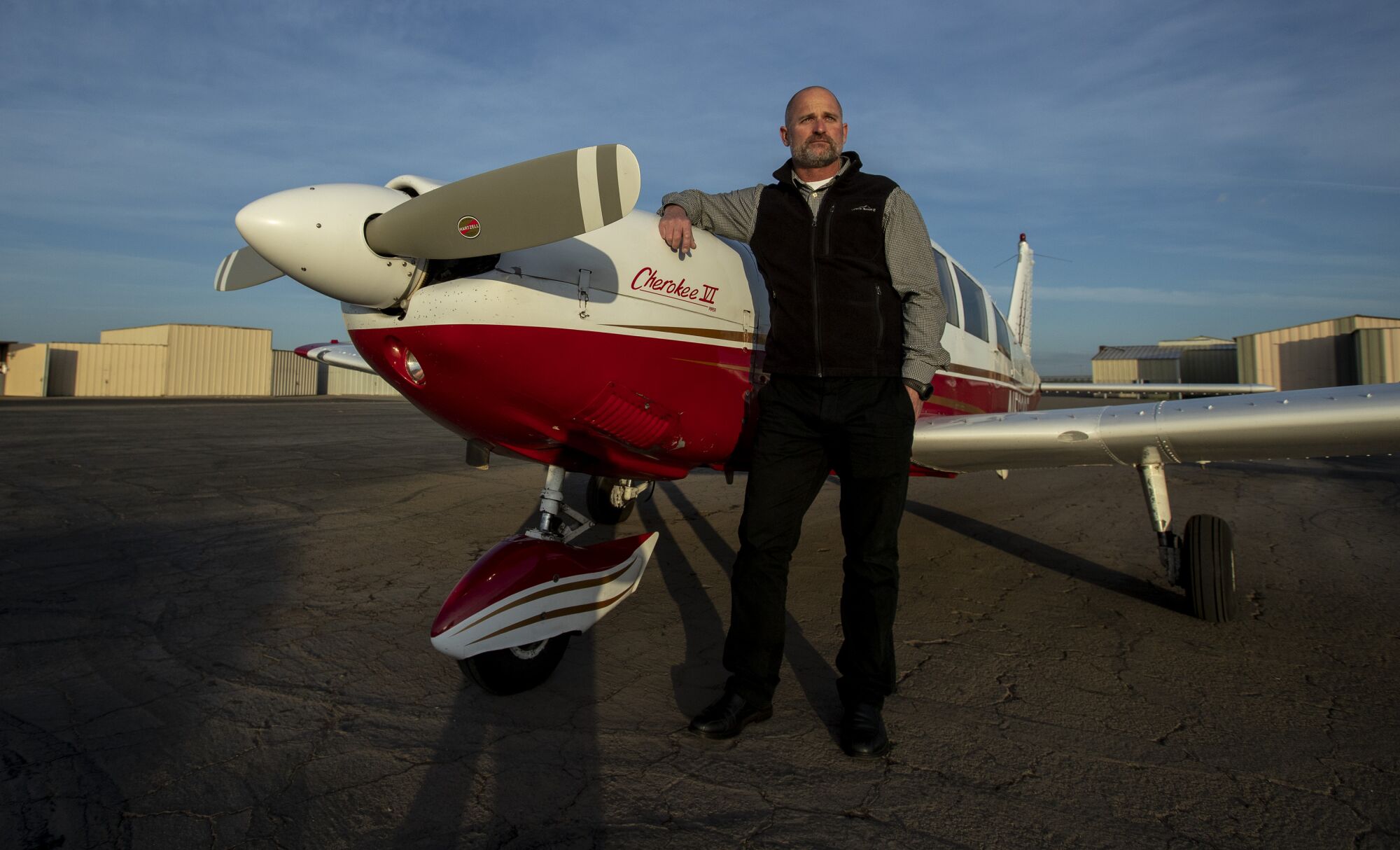 Pilot and former CHP Officer Scott McFarlane at Turlock Municipal Airport