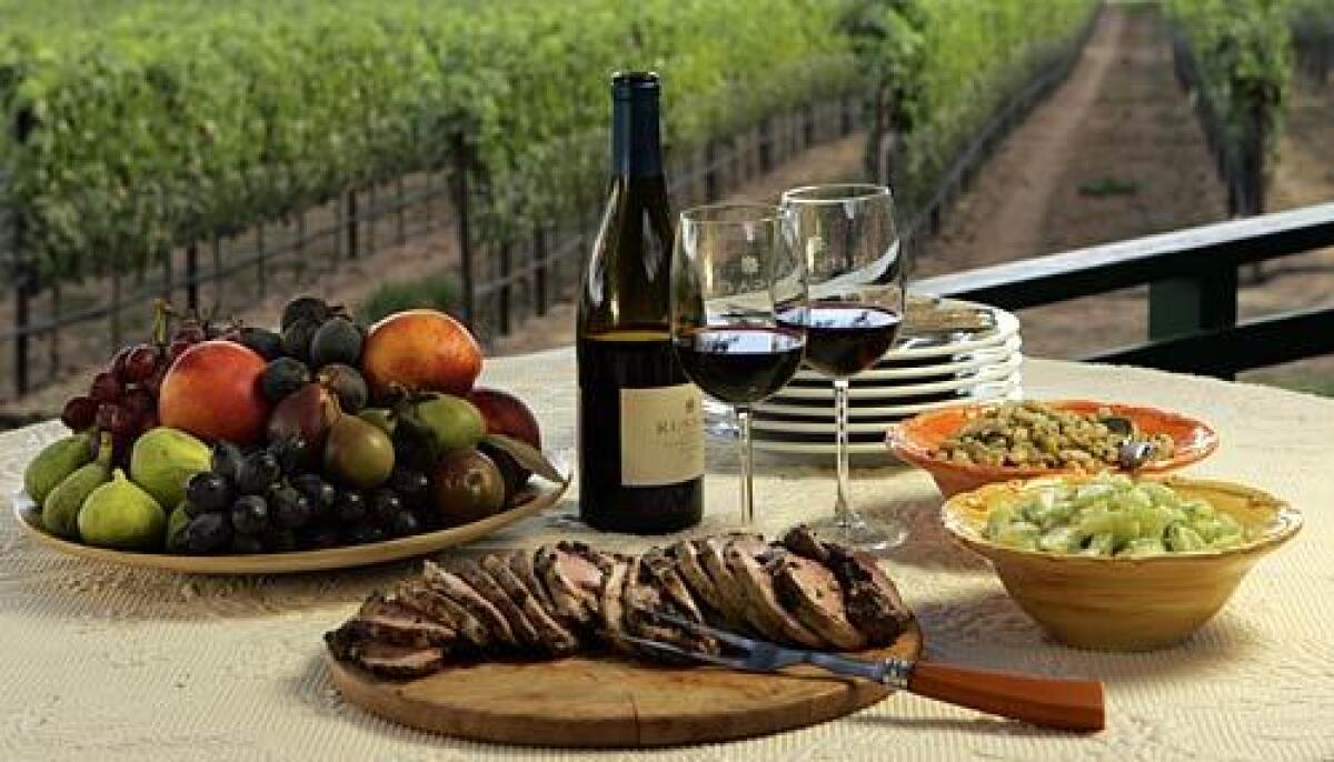 Lamb, wine, fruit and sides lend the perfect notes to a beautiful notion, in this case a picnic at Rusack Winery near Solvang.