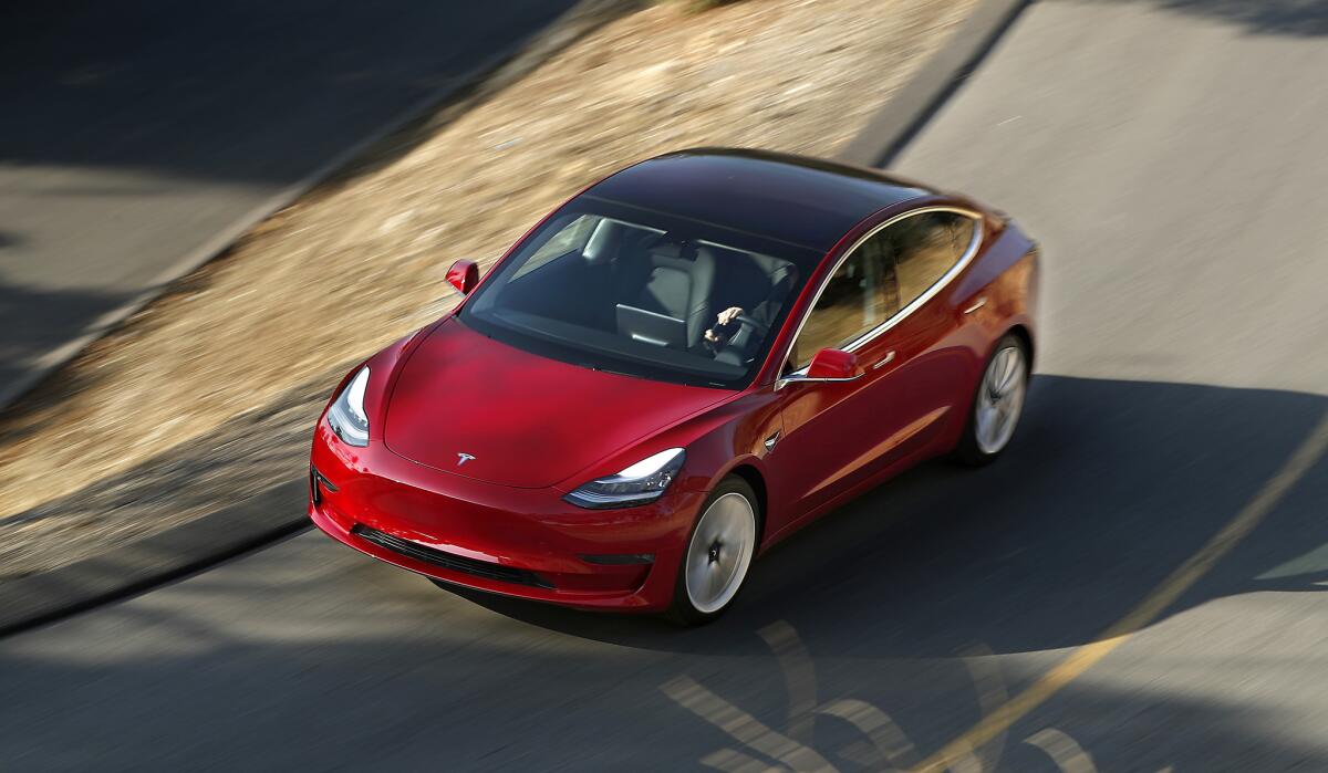 The allegations cover Tesla Model 3 sedans, above, and Model S and Model X vehicles.