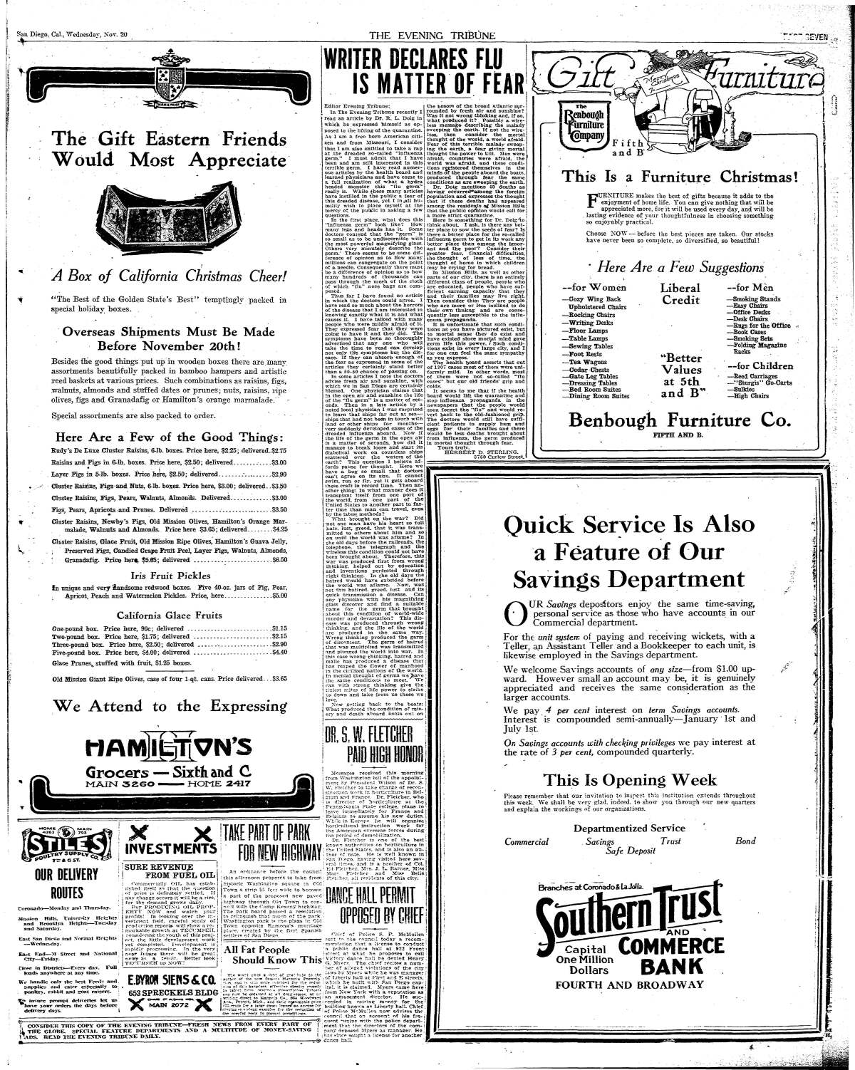 November 20, 1918, Evening Tribune page
