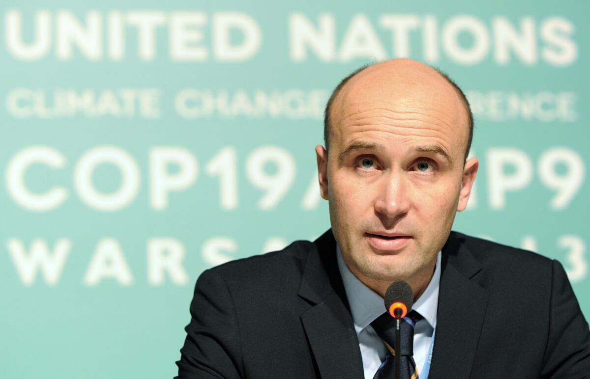 Marcin Korolec, chair of the U.N. climate change talks in Warsaw that run through Friday, was sacked from his job as Polish environment minister on Wednesday, reportedly for failing to speed up regulations to expand shale gas exploitation.
