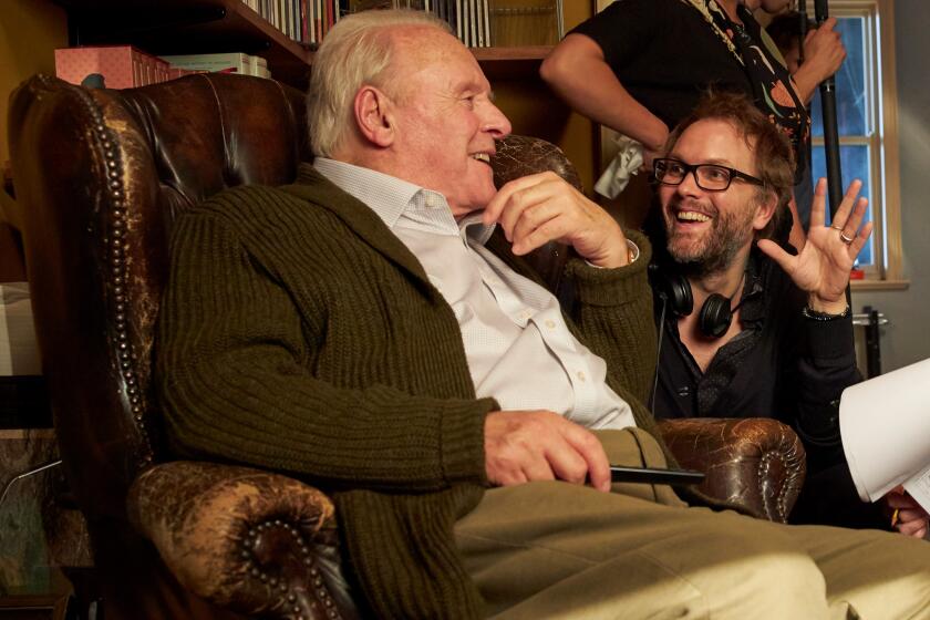 Anthony Hopkins and writer director Florian Zeller on the set of "The Father."