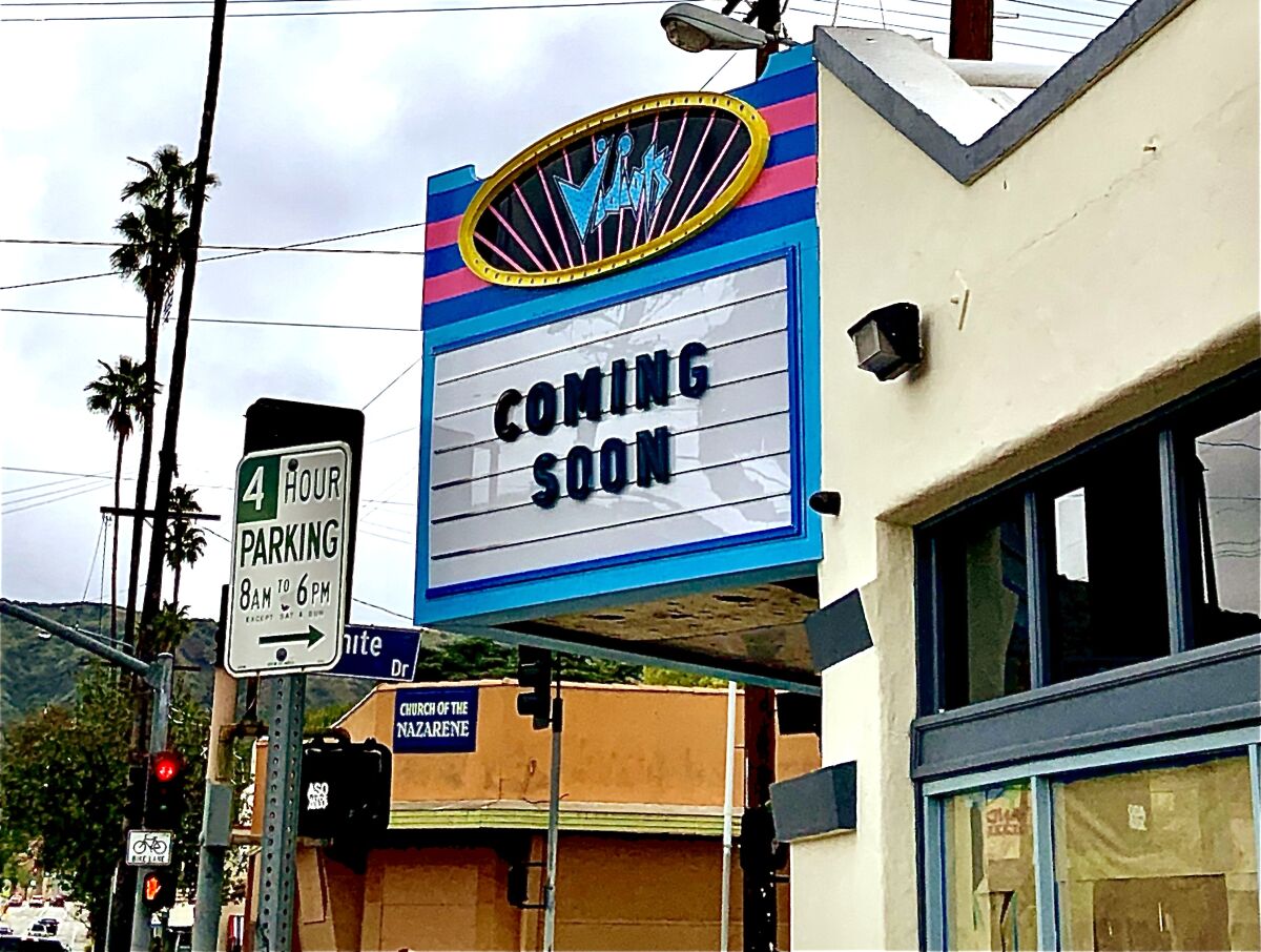 The marquee of VIDIOTS in Eagle Rock