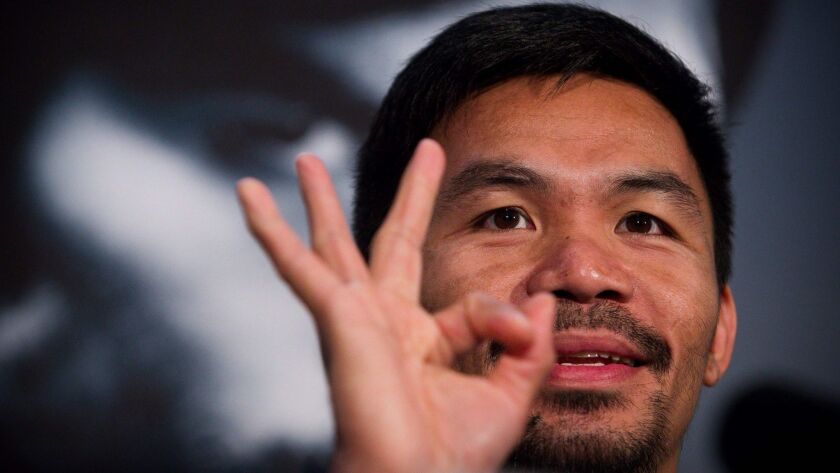 Manny Pacquiao, shown on April 26, is expected to make his boxing comeback later this year.