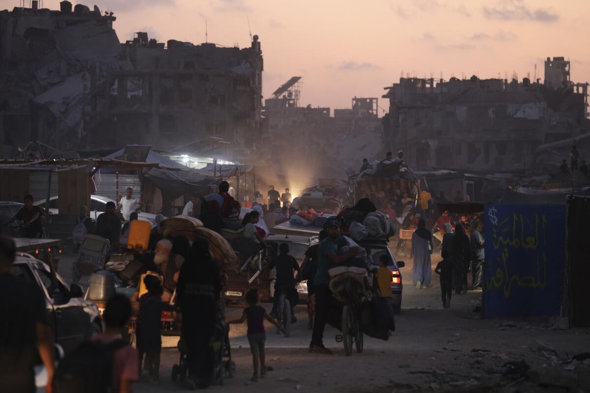 Palestinians displaced by the Israeli air and ground offensive on the Gaza Strip.