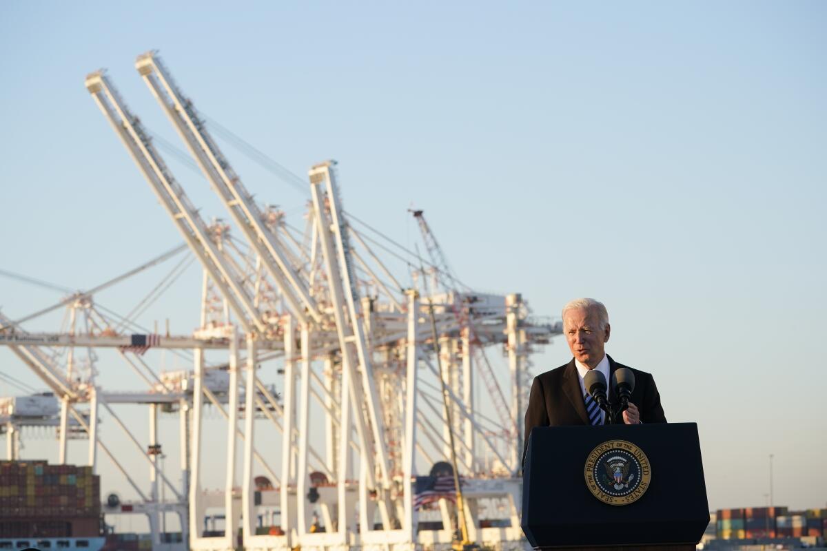 President Biden at the Port of Baltimore.