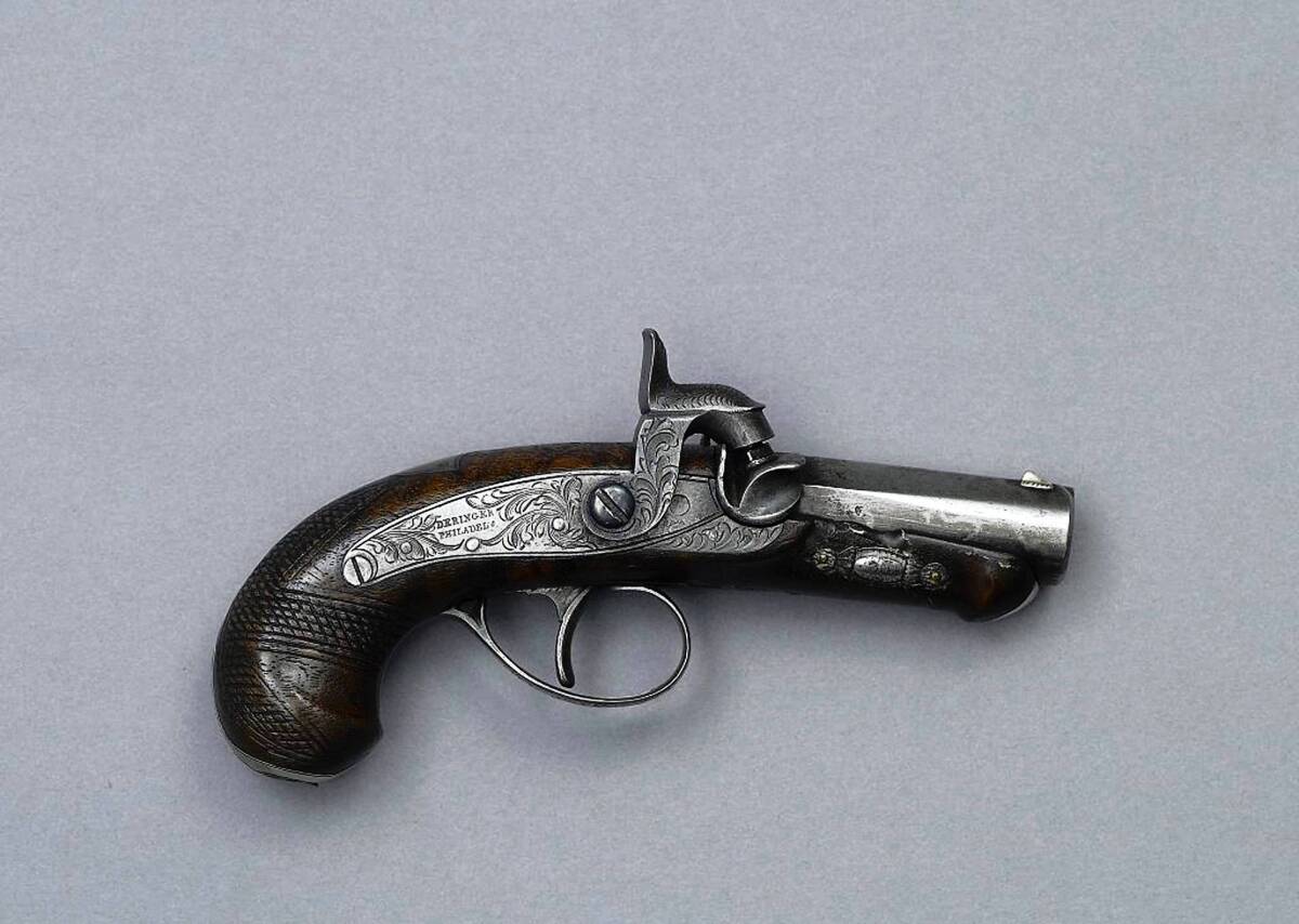 The .44-caliber Derringer pistol used by actor John Wilkes Booth to assassinate President Abraham Lincoln in 1865.