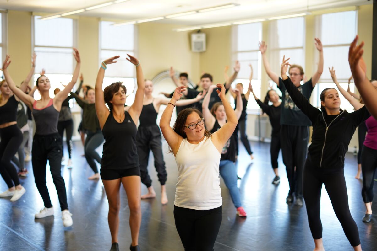 Performers from Malashock Dance’s thisABILITY Moving with Mraz program rehearse one of their songs for "Shine.”
