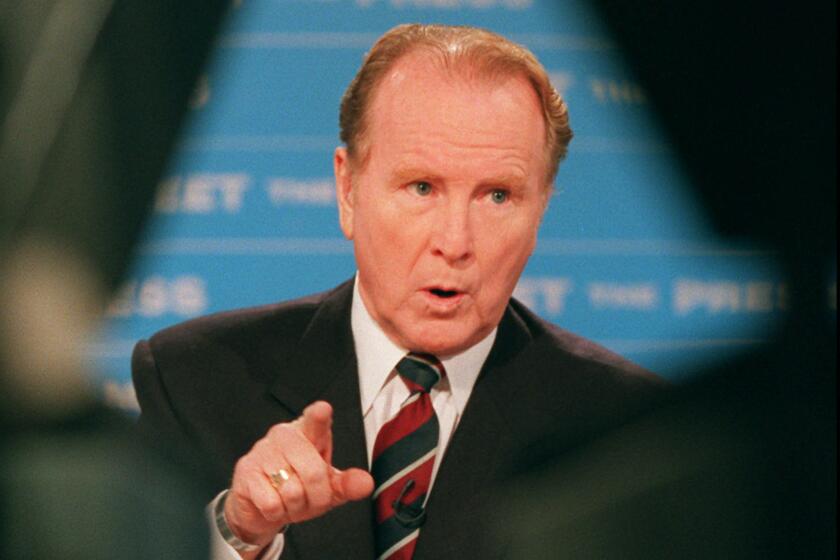 Rep. Robert Dornan, R–Calif. appearing on NBC's "Meet the Press" in 1995 in Washington.