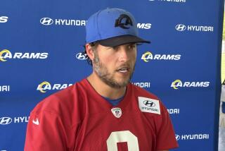 Rams quarterback Matthew Stafford speaks to the media ahead of the season opener at the Detroit Lions.