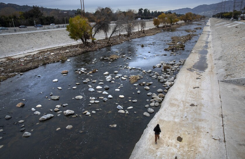 The Los Angeles River as seen from the North Atwater Bridge.