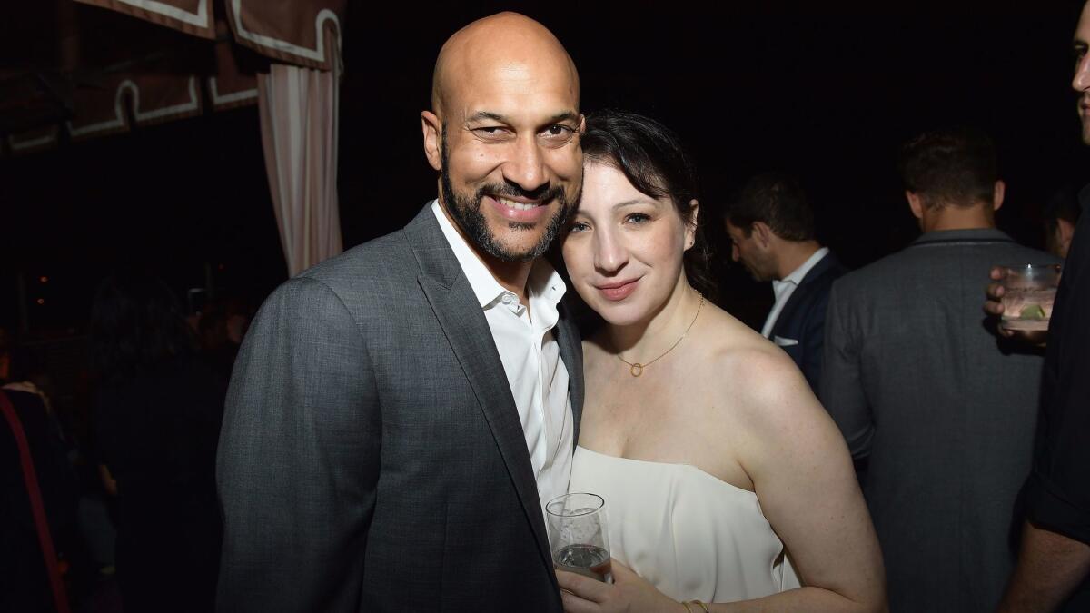 Keegan-Michael Key and Elisa Pugliese at the 2017 Entertainment Weekly Pre-Emmy Party.