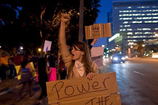 Protesting in downtown Los Angeles