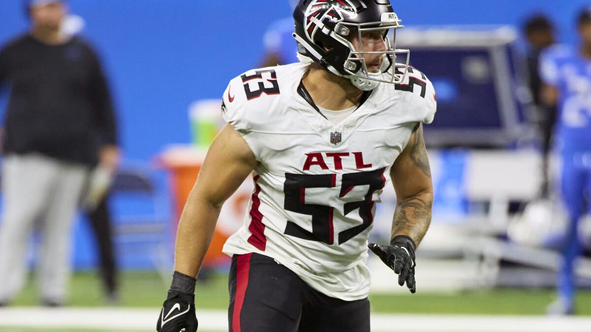 Former undrafted free agent Nate Landman moves into starting role at  linebacker for Falcons - The San Diego Union-Tribune