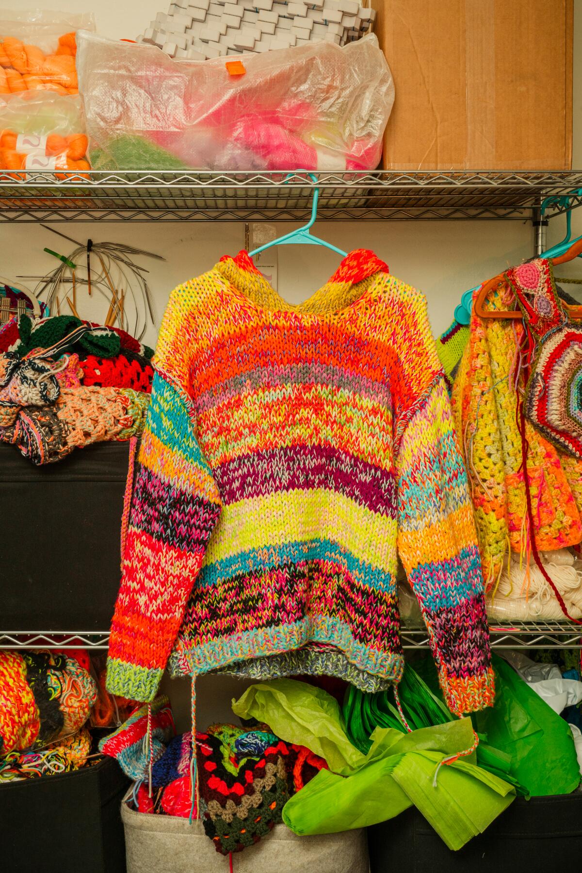 A crochet sweater from the Likely Fox collection.