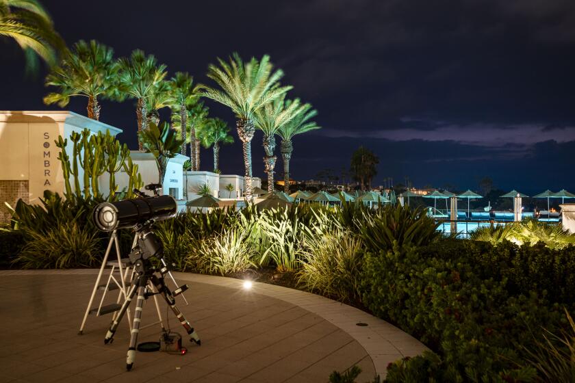 A high-power telescope for star viewing on the Grand Terrace at the Waldorf Astoria Monarch Beach in Dana Point.