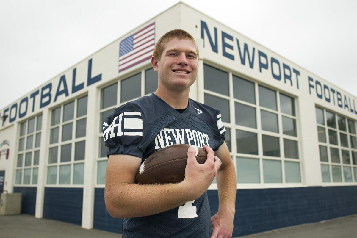 Newport Harbor High running back Cole Kinder rushed for 152 yards and three touchdowns and returned a kickoff 85 yards for a touchdown in the Sailors’ 47-26 win against Pacifica last week.