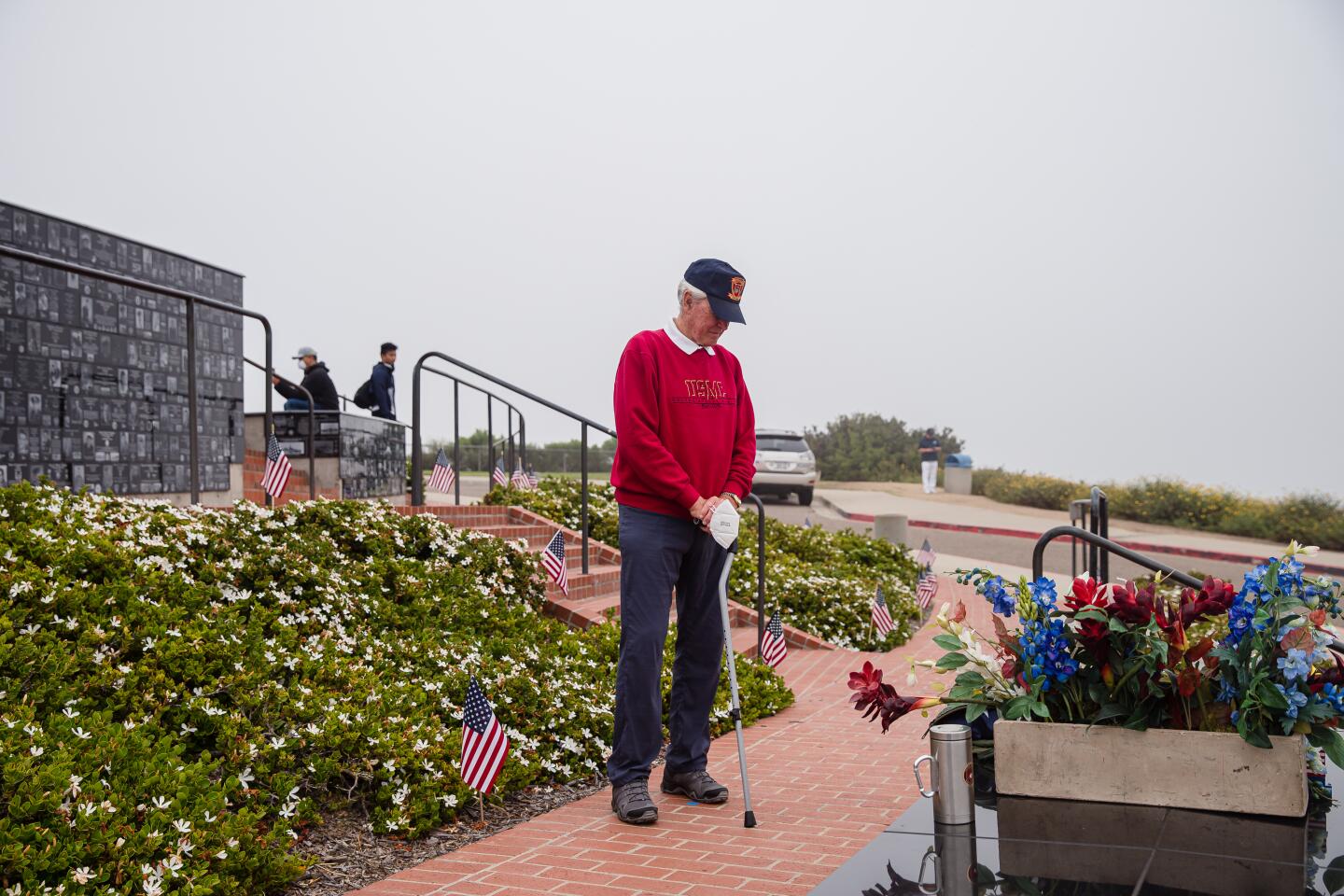 Retired Marine Corps Lt. Col. Tony Anthony visits Mt. Soledad National Veterans Memorial in San Diego on Memorial Day.