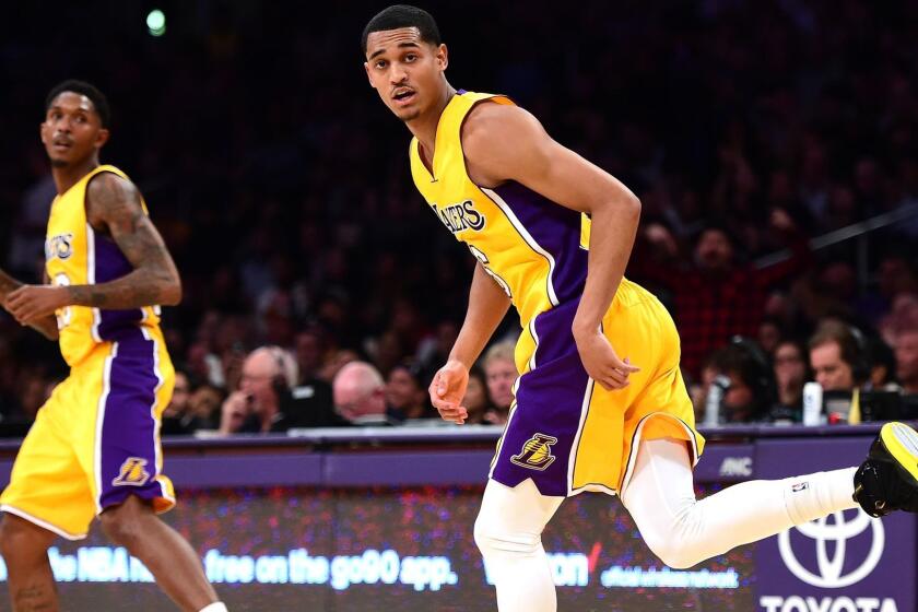 Jordan Clarkson, right, and Lou Williams have been a productive unit on offense for the Lakers this season.