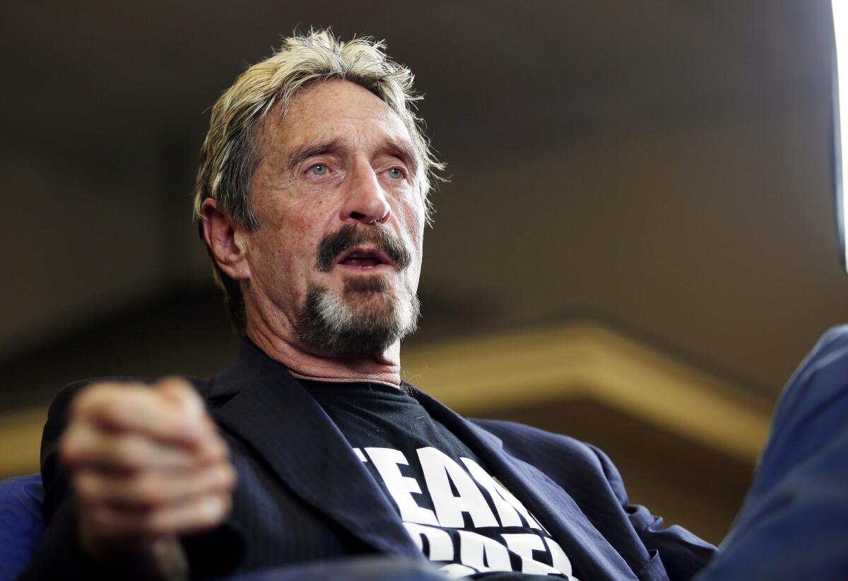 Antivirus software developer John McAfee is shown in Opelika, Ala., in 2015. (Todd J. Van Emst / Opelika-Auburn News)