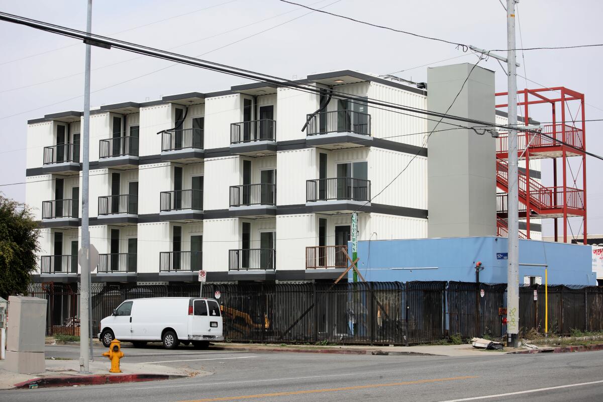 The Dolores Huerta apartments on South Figueroa Street are studio apartments with a living space, bathroom and kitchen.