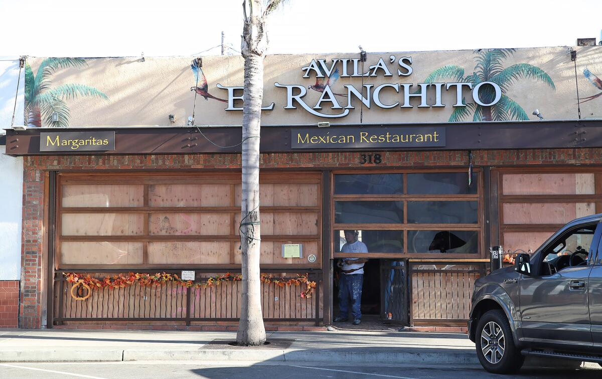 A two-alarm fire started in the kitchen of the Huntington Beach Avila's El Ranchito in November. 