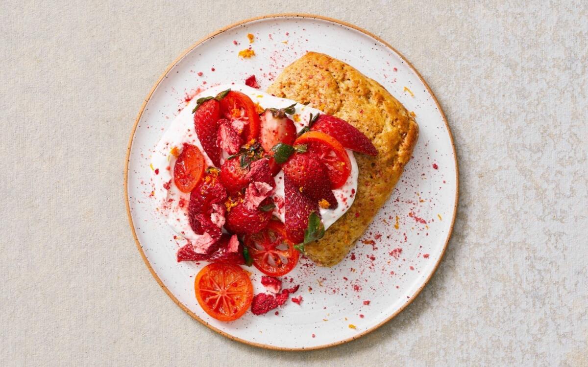 Strawberry shortcake made using Sqirl baker Elise Field's recipe.