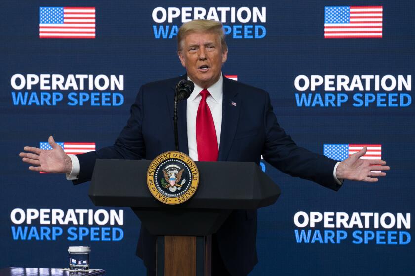 President Donald Trump speaks during an "Operation Warp Speed Vaccine Summit" on the White House complex, Tuesday, Dec. 8, 2020, in Washington. (AP Photo/Evan Vucci)