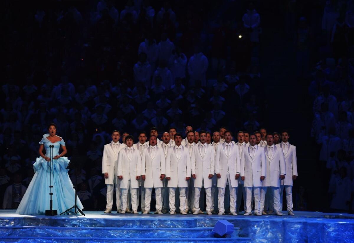 Soprano Anna Netrebko performs during the opening ceremony of the 2014 Winter Olympics in Sochi, Russia, on Friday.
