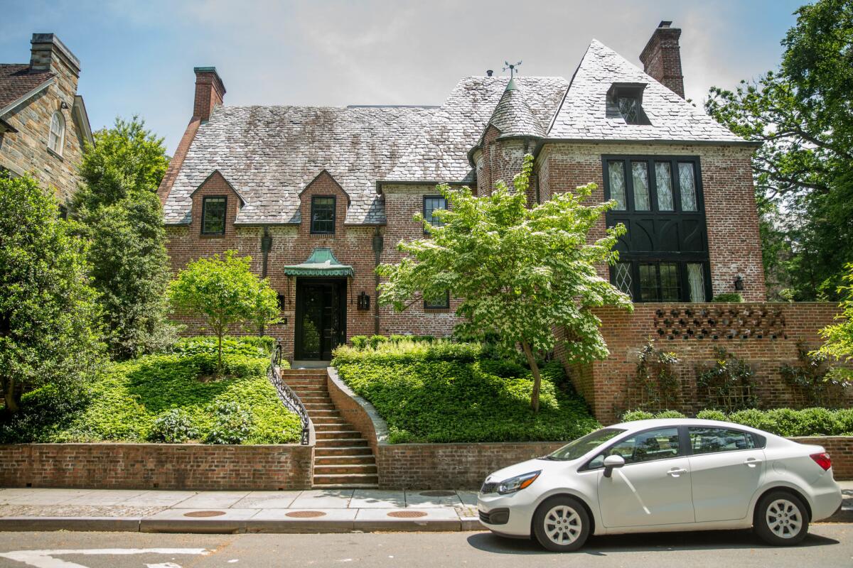 The home sits on a quarter-acre lot just down the road from the Naval Observatory, the vice president’s official residence, in the wealthy Kalorama neighborhood.