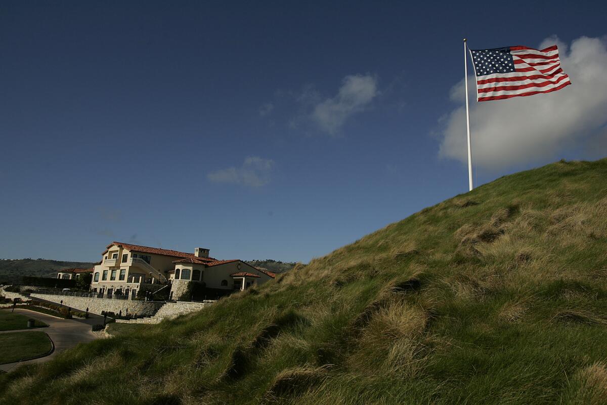 The nearly 400-square-foot flag over a Rancho Palos Verdes golf course is atop a 70-foot pole. In 2008. some residents saw an eyesore, but others saw a sight for patriotic eyes.