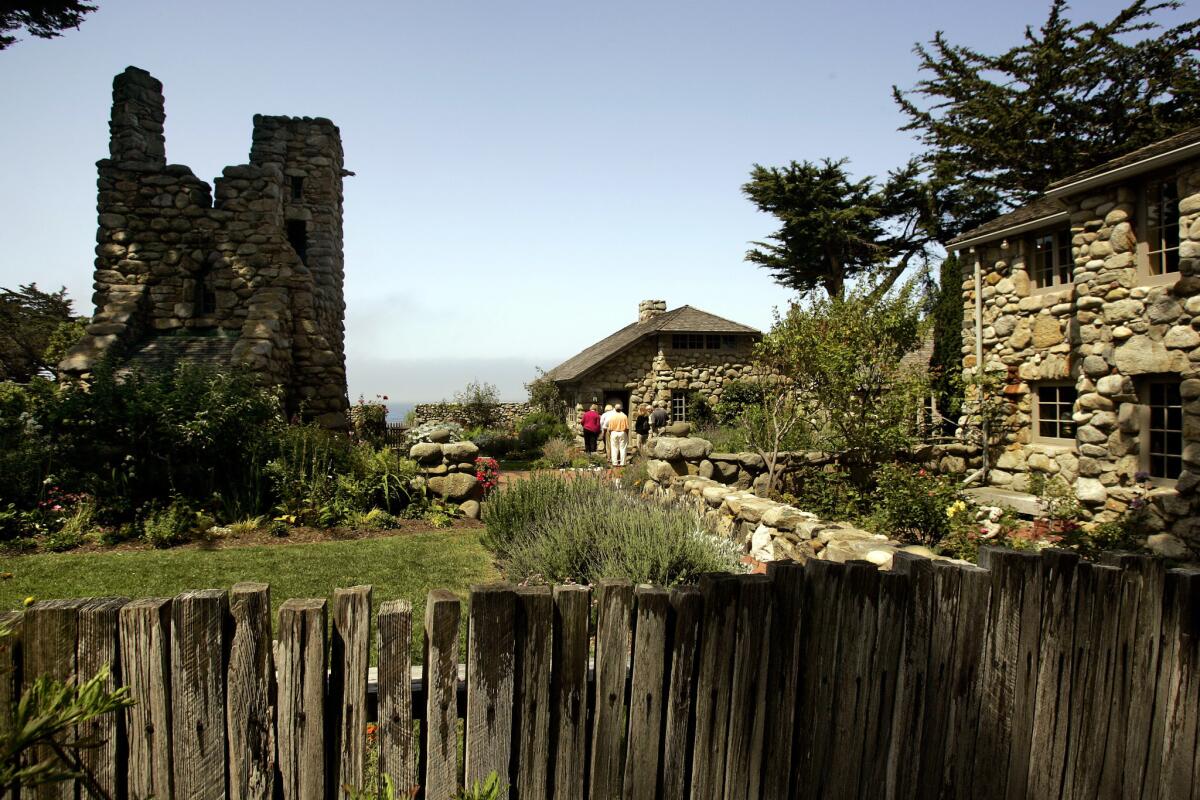 The Tor House, where the poet Robinson Jeffers lived and wrote on Aug. 8, 2009. On the left is the Hawk Tower, an Irish tower Jeffers built with his owen hands for his wife, Uma.