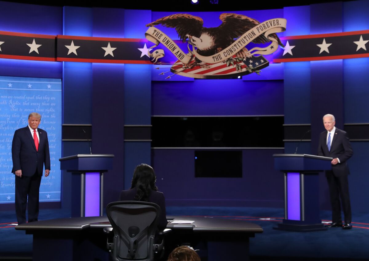 President Trump and Democratic presidential nominee Joe Biden take the stage for the final presidential debate.