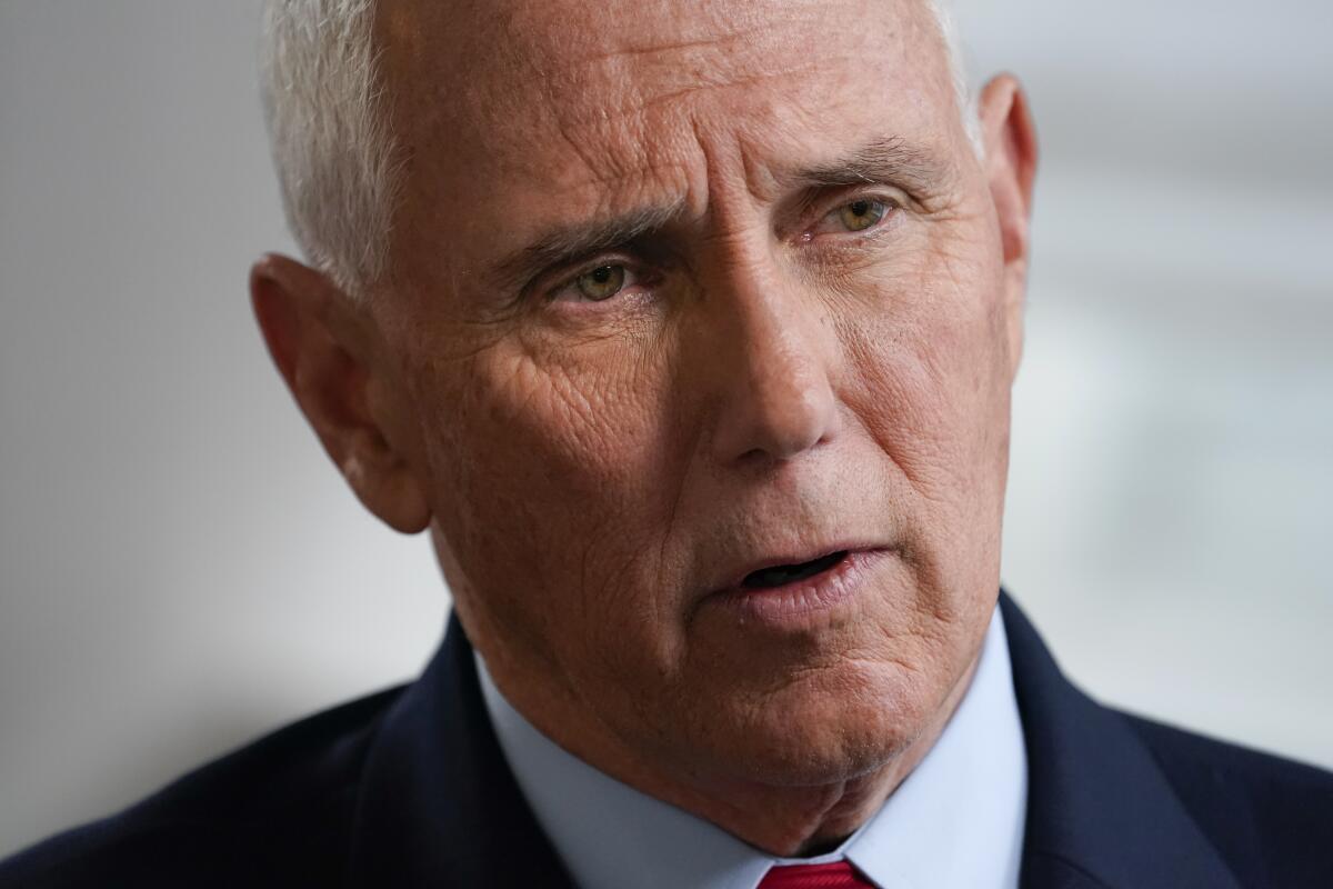 A closeup of former Vice President Mike Pence