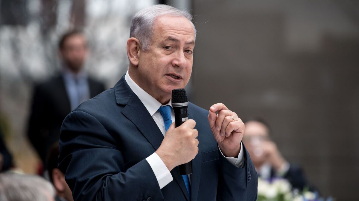 Israeli Prime Minister Benjamin Netanyahu speaks Saturday at the Munich Security Conference in Germany.