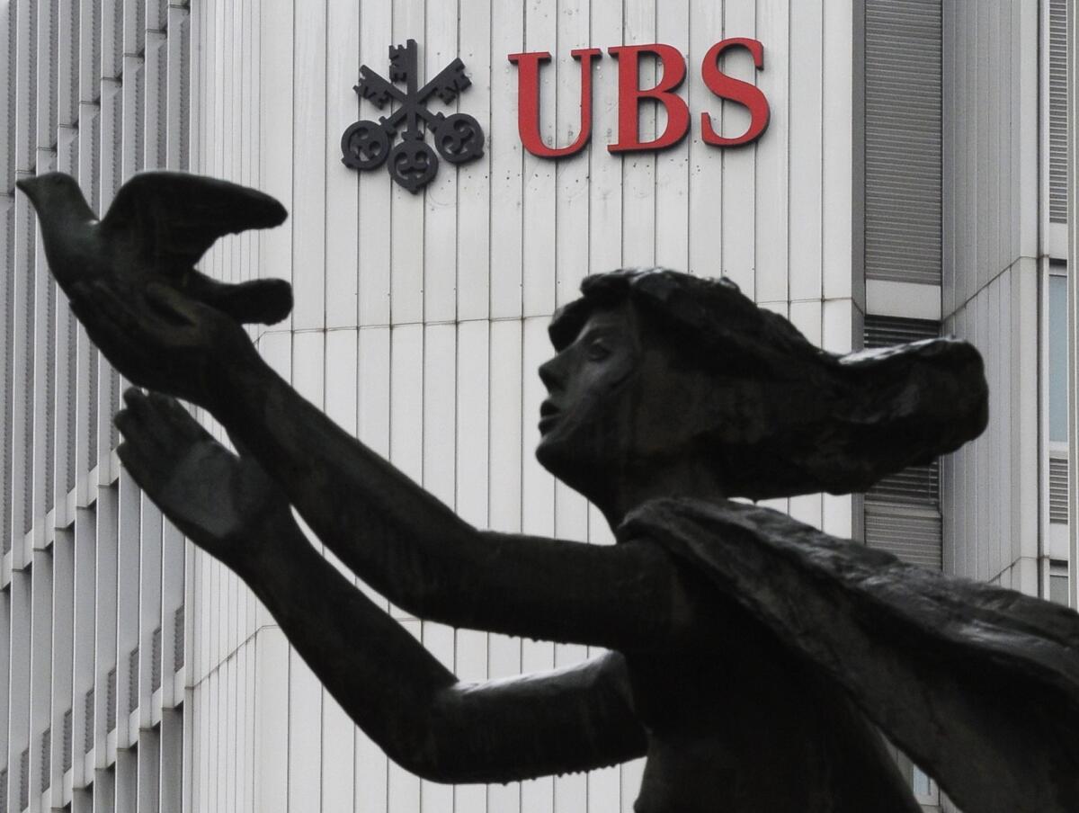 A 2012 photo shows UBS headquarters in Zurich, Switzerland.