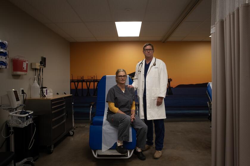 San Diego, CA - November 09: South Bay Urgent Care doctors Kimberly and Matt Dickson have seen a spike in cases of people with gastrointestinal illnesses after heavy rains causes more sewage in the water on Thursday, Nov. 9, 2023 in San Diego, CA.(Ana Ramirez / The San Diego Union-Tribune)