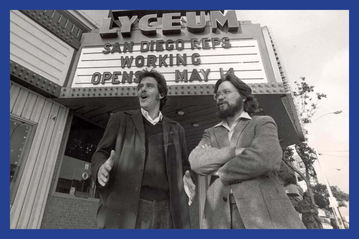 San Diego Repertory Theatre co-founders Sam Woodhouse and Doug "D.W." Jacobs in 1982