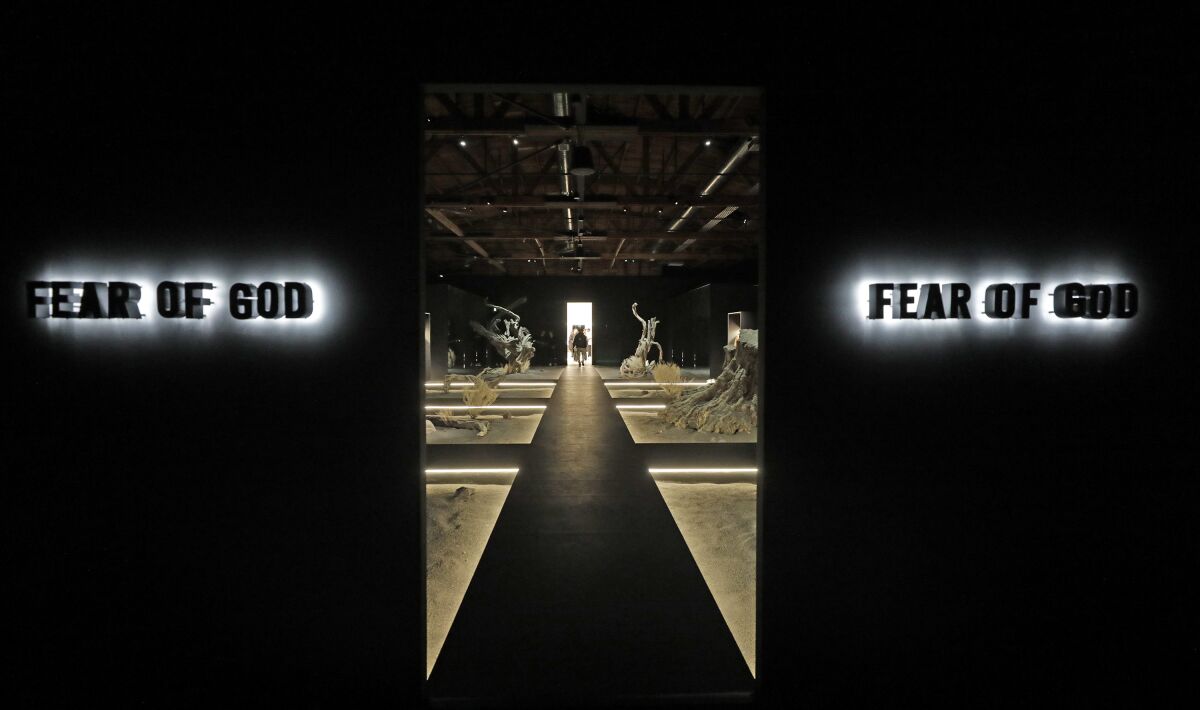 The entrance to designer Jerry Lorenzo’s Fear of God pop-up retail space