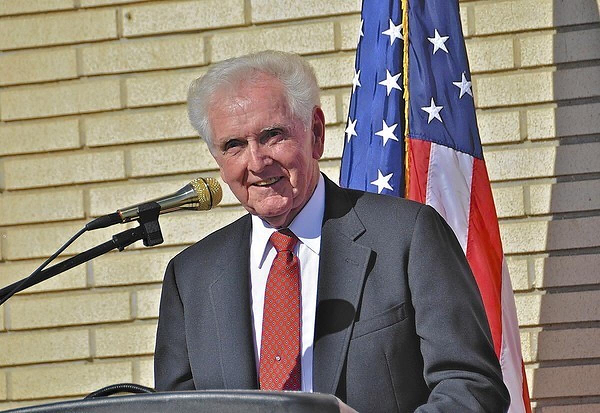 Roger Neth speaks at the 60th anniversary celebration of the Costa Mesa Police Department in 2013.
