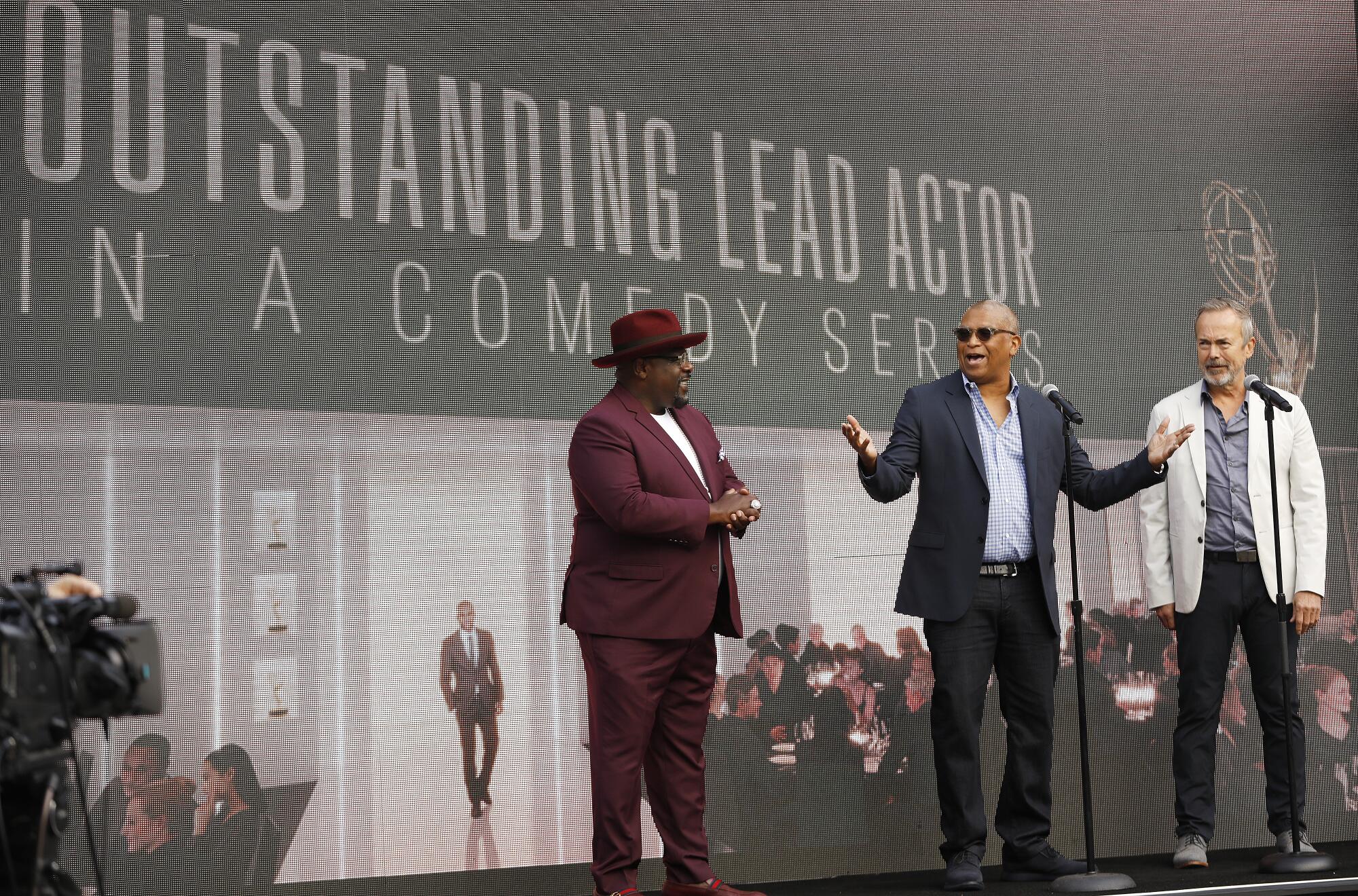 Host of the upcoming 73rd Emmy Awards Cedric the Entertainer, executive producers Reginald Hudlin and Ian Stewart.