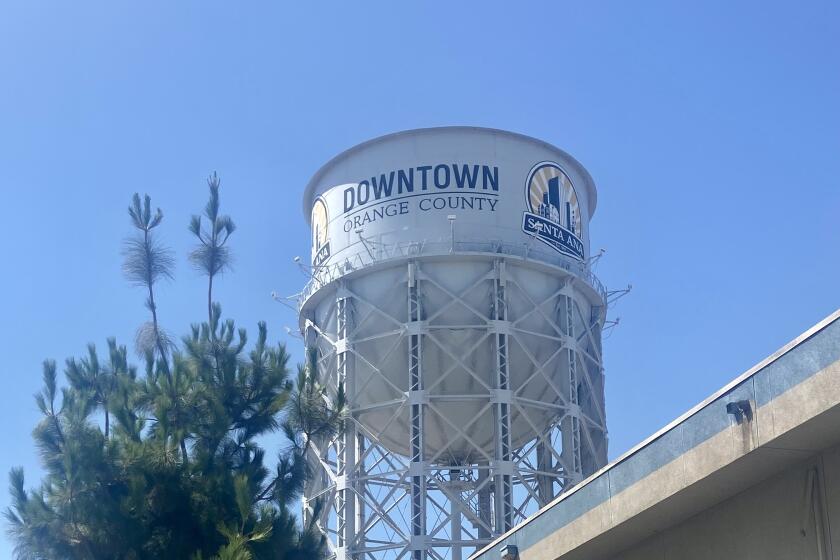 The iconic Santa Ana water tower.