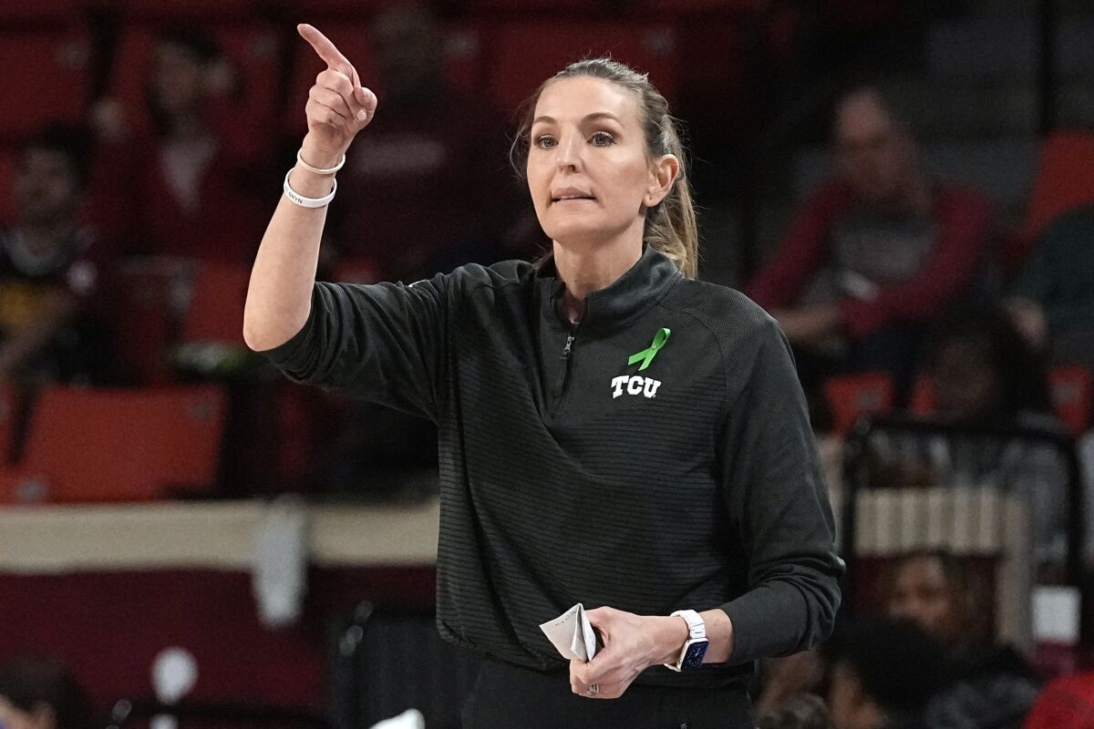 Pebley stepping down as TCU women's coach after 9 seasons - The San Diego  Union-Tribune