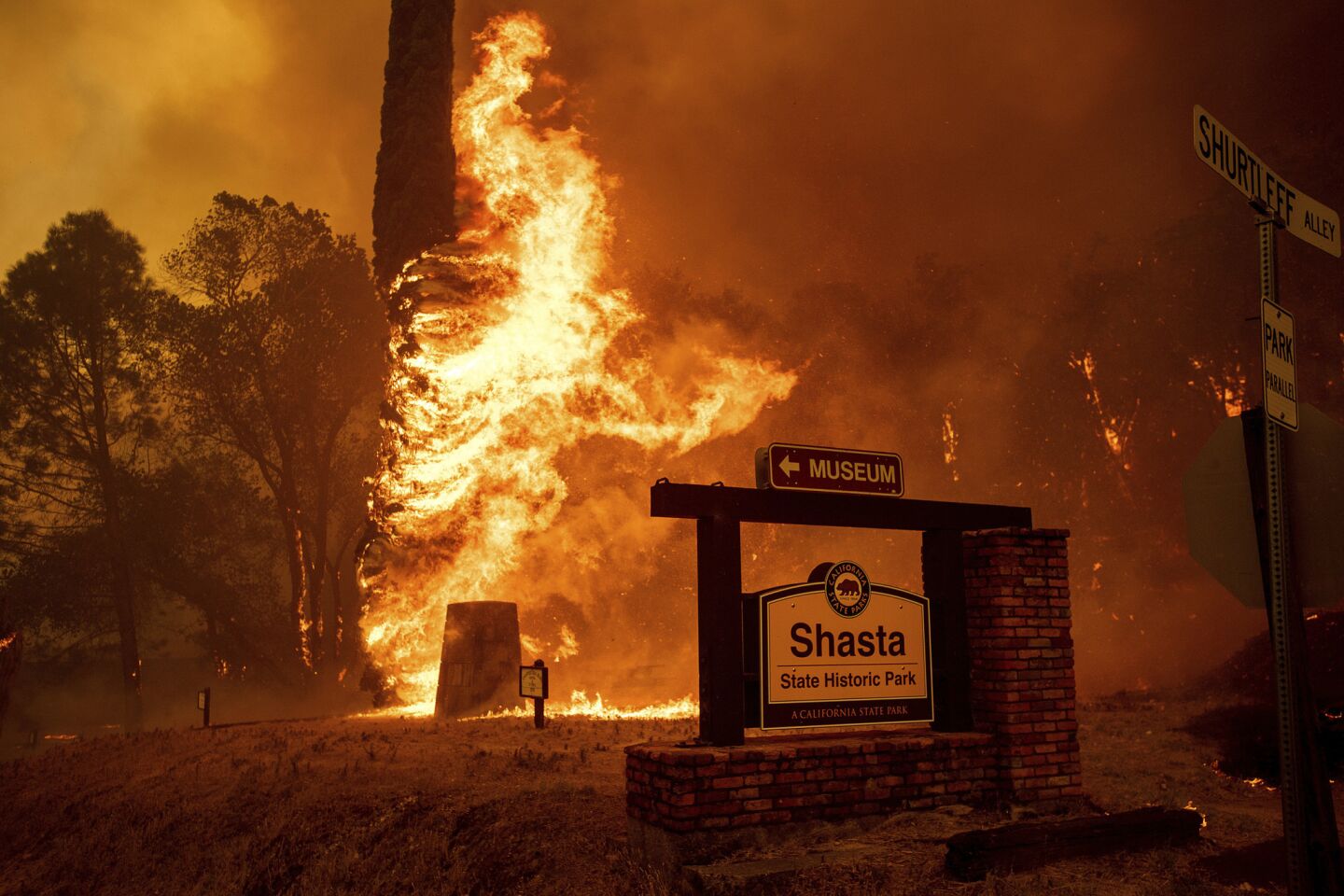 The Carr fire burns near Shasta on July 26.