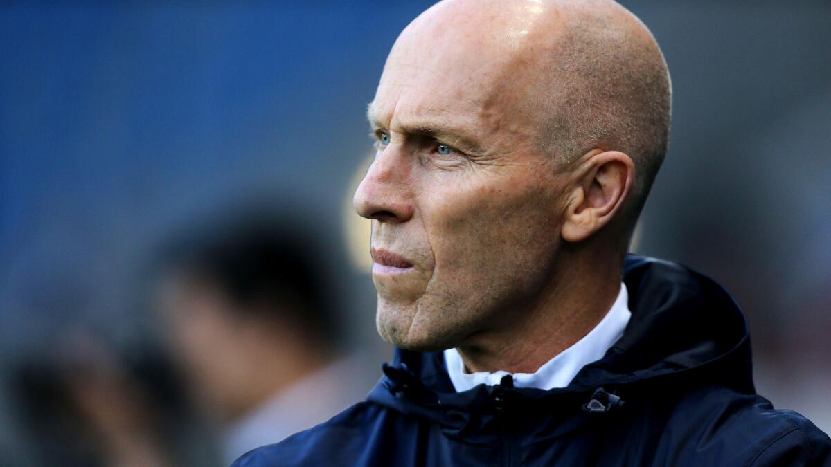 Coach Bob Bradley watches his Le Havre club play Bourg en Bresse on Friday.