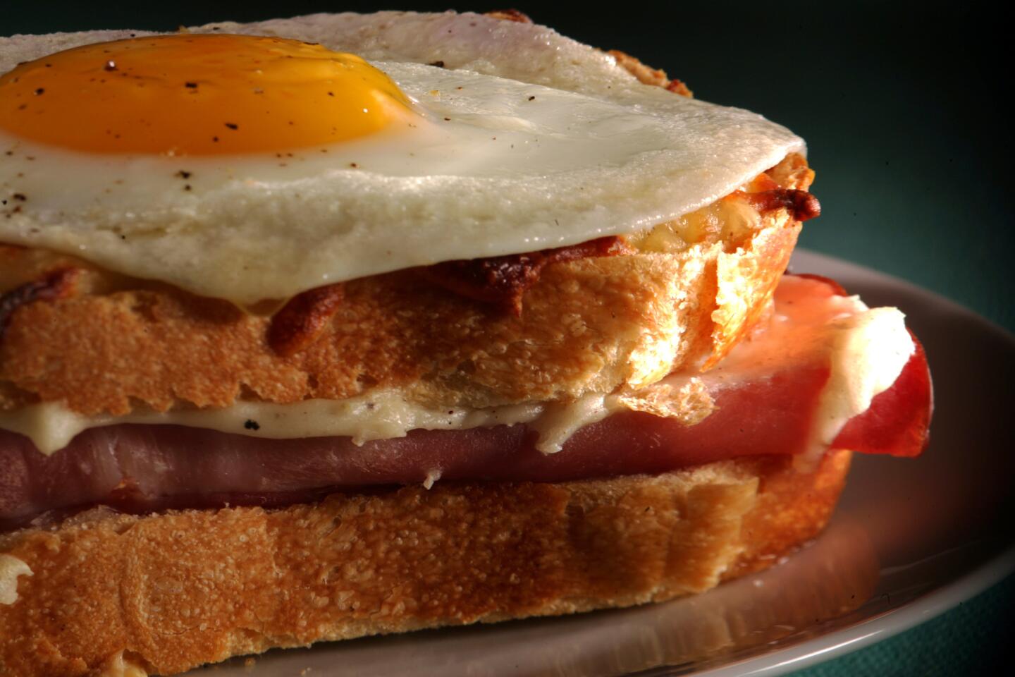 The croque-madame served at La Dijonaise in Culver City features a sunny-side-up egg on top. It's an accent that separates the croque-madame from the croque-monsieur.