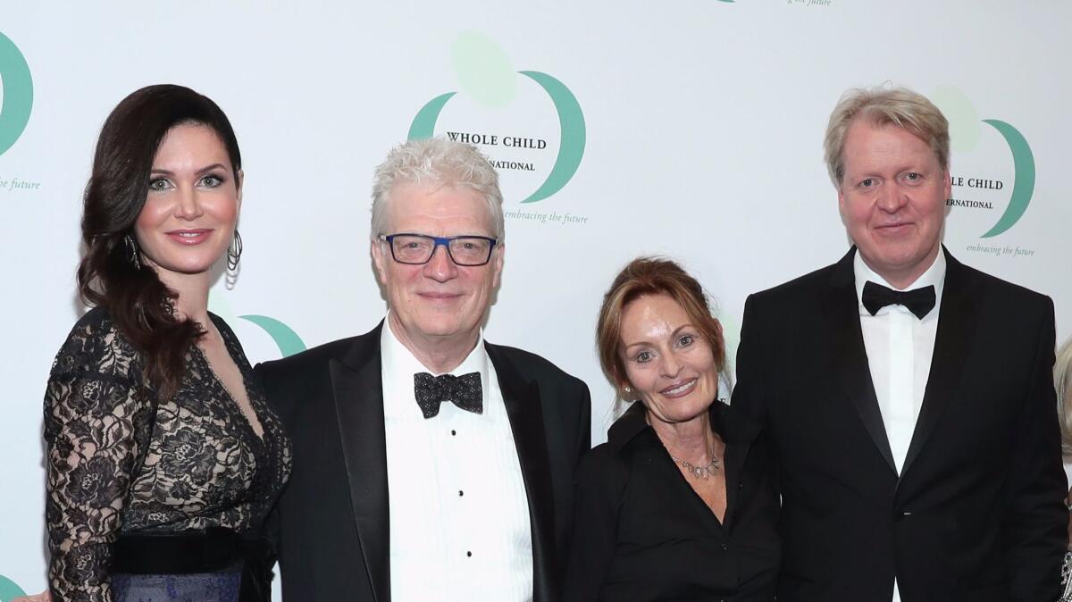 Countess Karen Spencer, from left, Ken Robinson, Marie-Therese Robinson and Charles Spencer at the Whole Child International's Inaugural Gala hosted by the Earl and Countess Spencer at the Beverly Wilshire Hotel on Thursday.